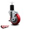 Service Caster 4'' Red Poly Swivel 1-3/4'' Expanding Stem Caster with Brake SCC-EX20S414-PPUB-RED-TLB-134 - alternate 3